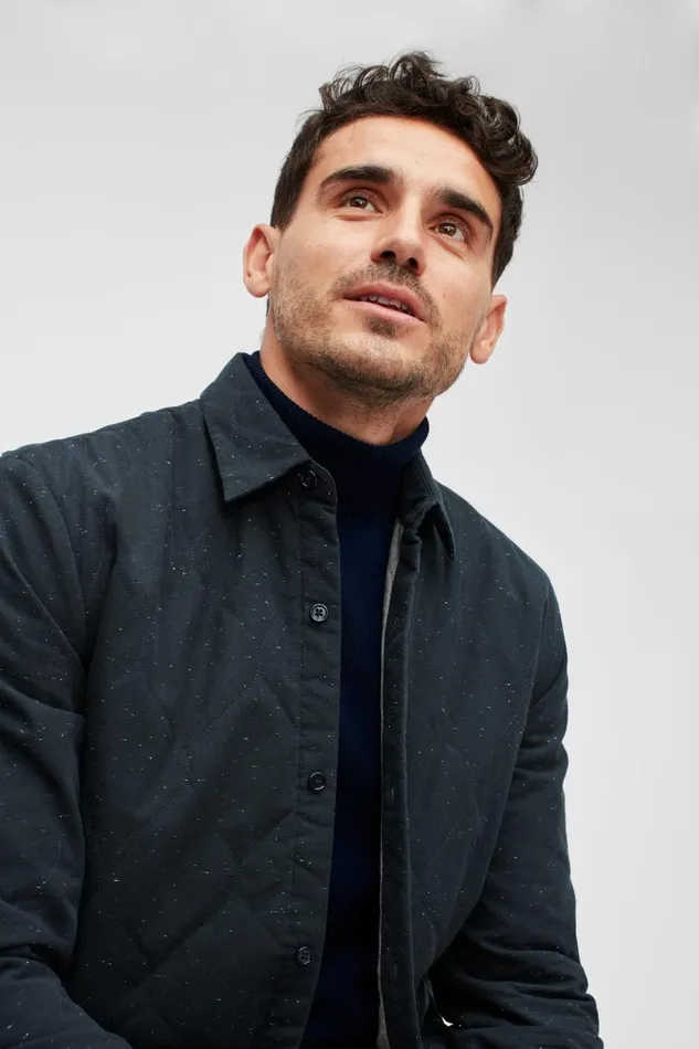 Men Casual Shirts Bonobos Quilted Shirt Jacket Navy