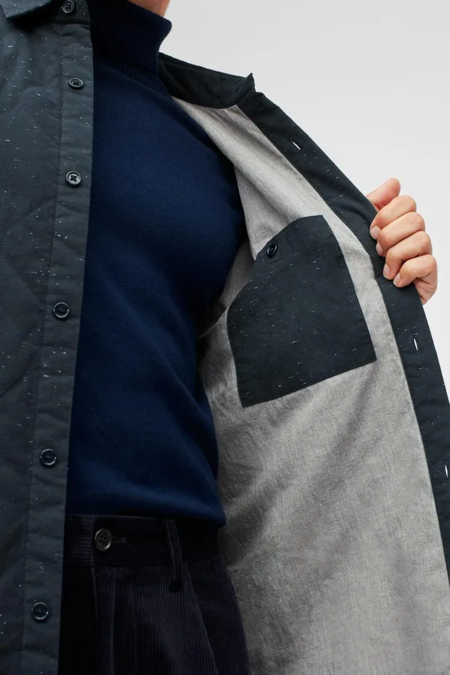 Men Casual Shirts Bonobos Quilted Shirt Jacket Navy