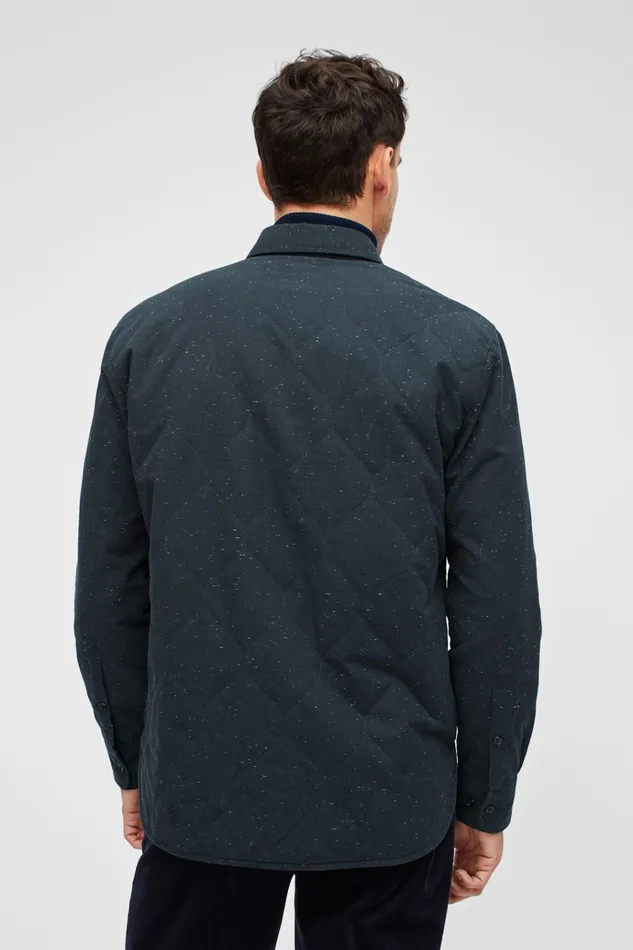 Men Casual Shirts Bonobos Quilted Shirt Jacket Navy