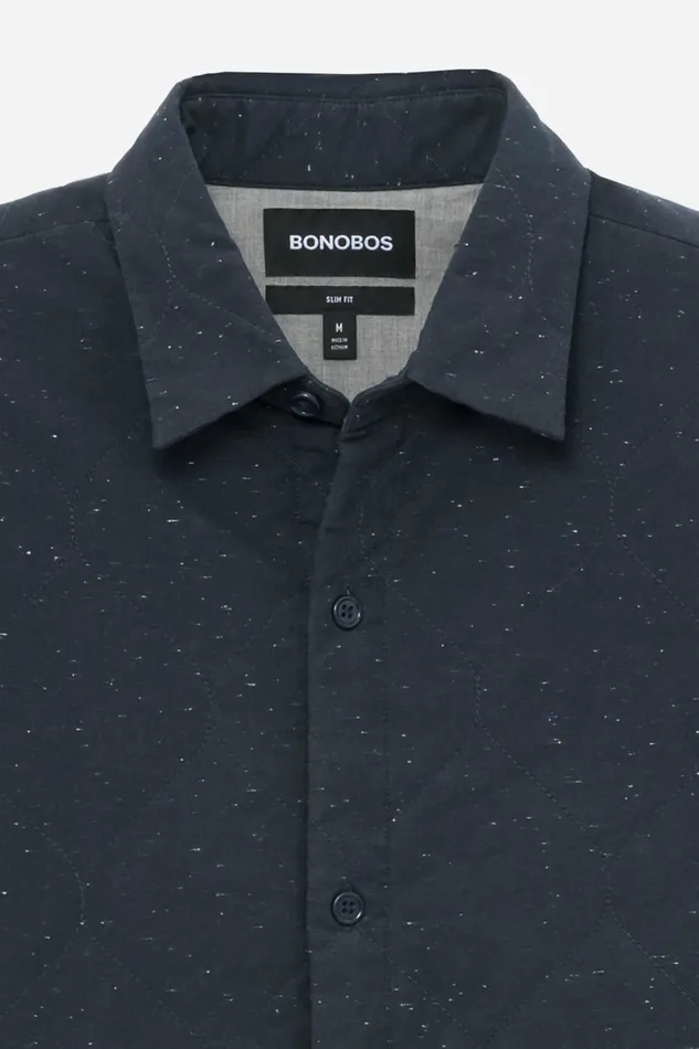 Men Casual Shirts Bonobos Quilted Shirt Jacket Navy