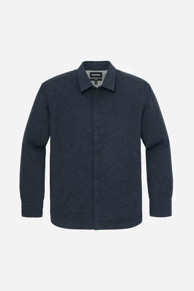 Men Casual Shirts Bonobos Quilted Shirt Jacket Navy