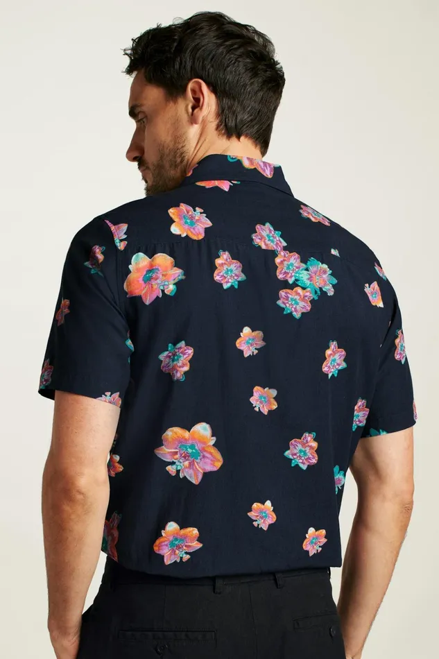 Men Casual Shirts Bonobos Riviera Cabana Shirt Navy Macro Floral