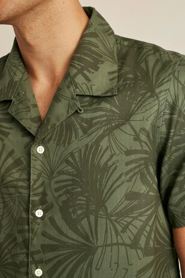 Men Casual Shirts Bonobos Riviera Cabana Shirt Olive Palm Fronds