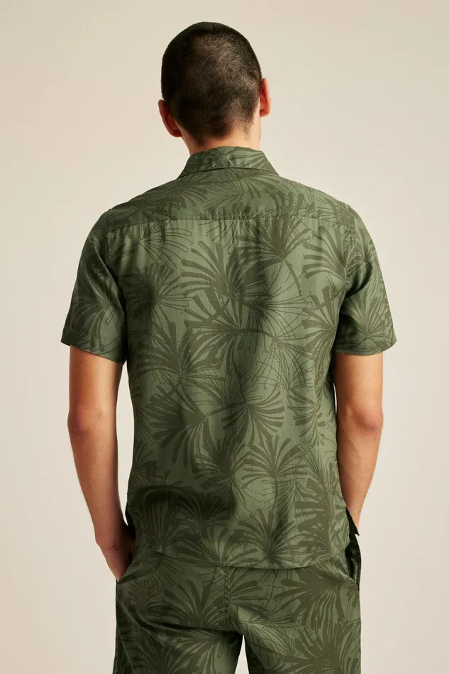 Men Casual Shirts Bonobos Riviera Cabana Shirt Olive Palm Fronds