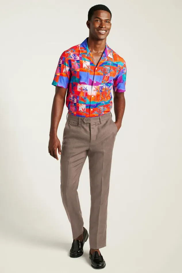 Men Casual Shirts Bonobos Riviera Cabana Shirt Orange Paradise
