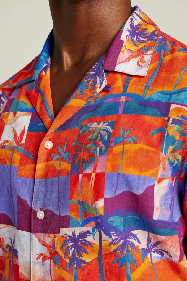 Men Casual Shirts Bonobos Riviera Cabana Shirt Orange Paradise
