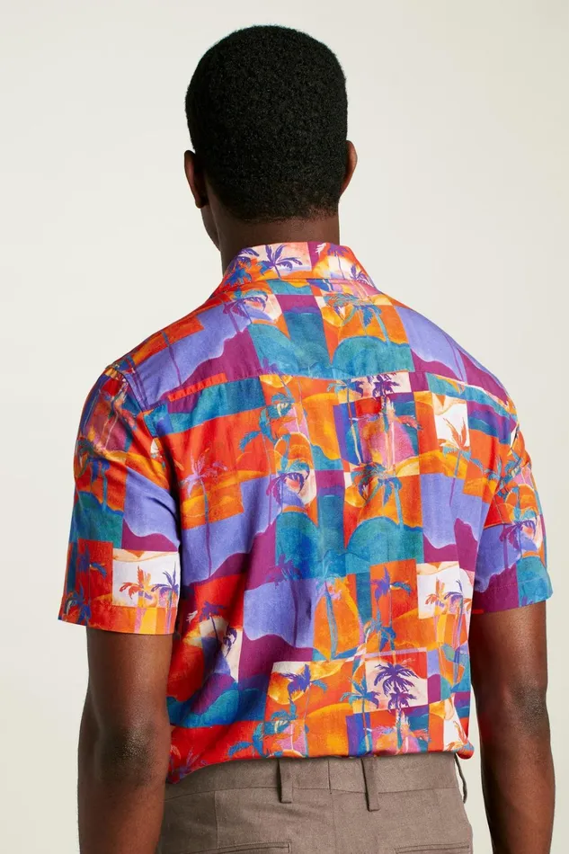 Men Casual Shirts Bonobos Riviera Cabana Shirt Orange Paradise