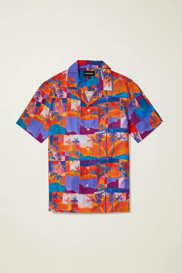Men Casual Shirts Bonobos Riviera Cabana Shirt Orange Paradise
