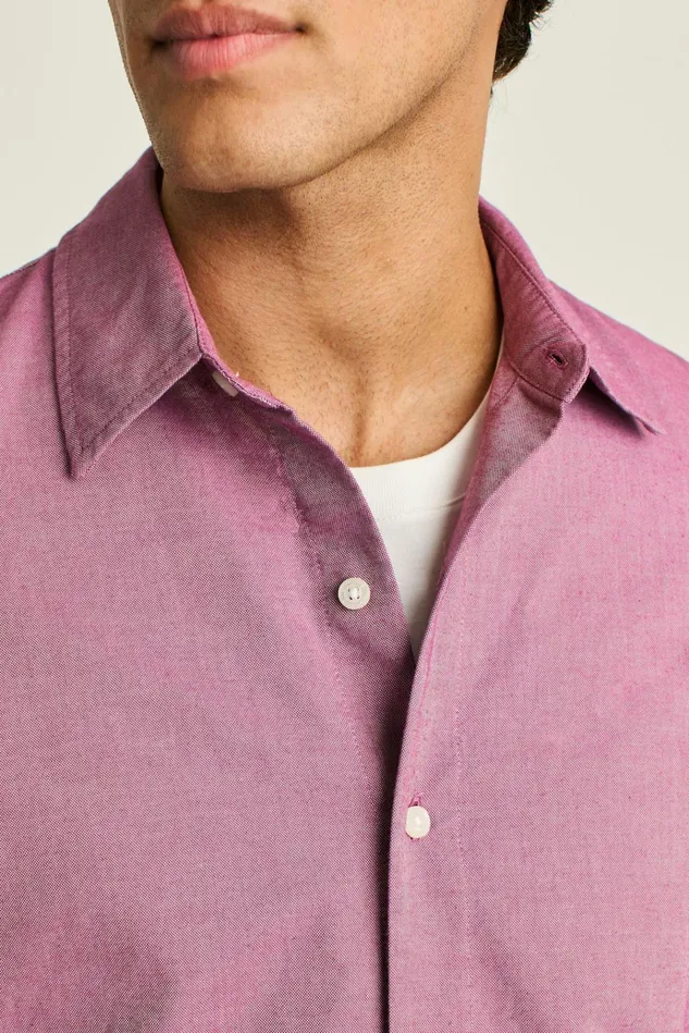 Men Casual Shirts Bonobos Riviera Short Sleeve Shirt Berry Oxford