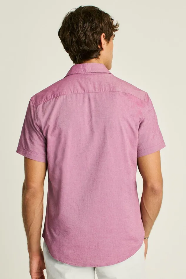 Men Casual Shirts Bonobos Riviera Short Sleeve Shirt Berry Oxford
