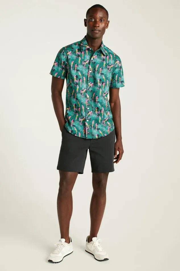 Men Casual Shirts Bonobos Riviera Short Sleeve Shirt Black Parrot Paradise Men Casual Shirts Bonobos Riviera Short Sleeve Shirt Black Parrot Paradise