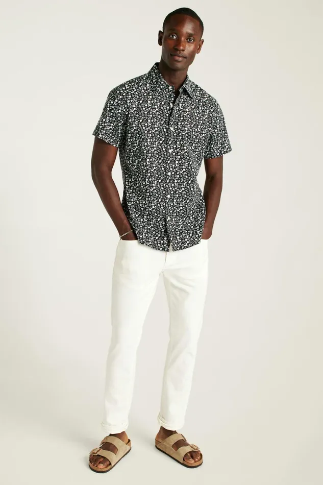 Men Casual Shirts Bonobos Riviera Short Sleeve Shirt Black Weekend Floral