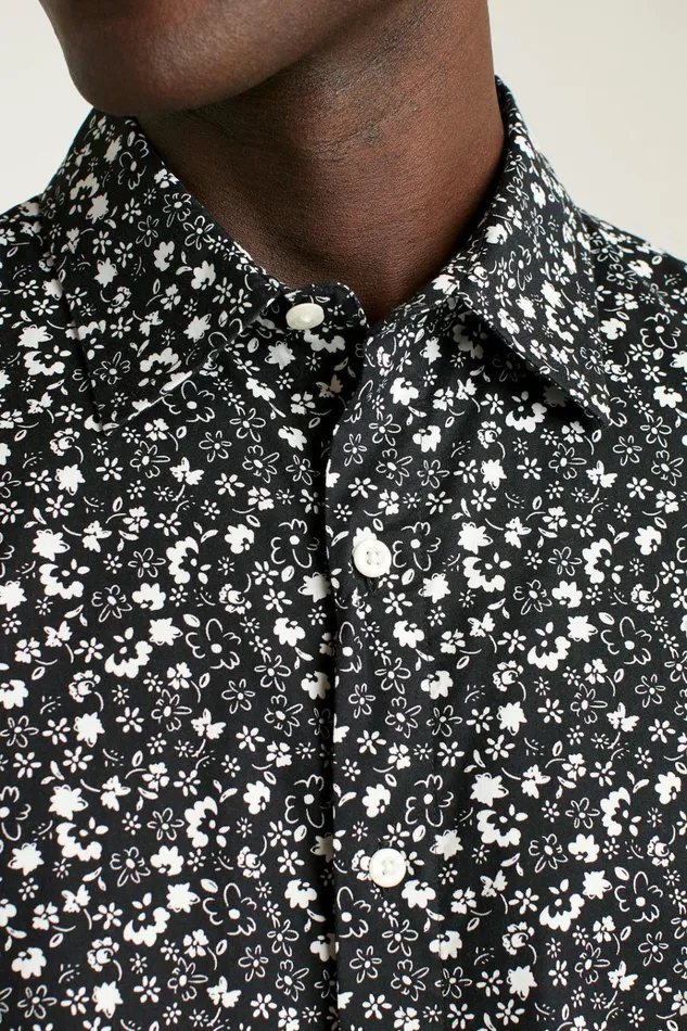 Men Casual Shirts Bonobos Riviera Short Sleeve Shirt Black Weekend Floral