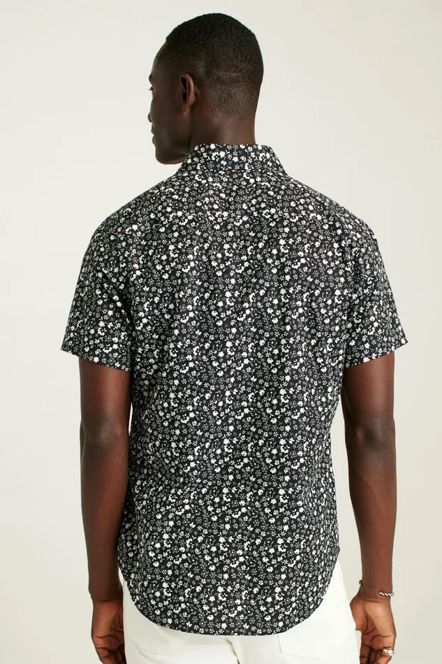 Men Casual Shirts Bonobos Riviera Short Sleeve Shirt Black Weekend Floral