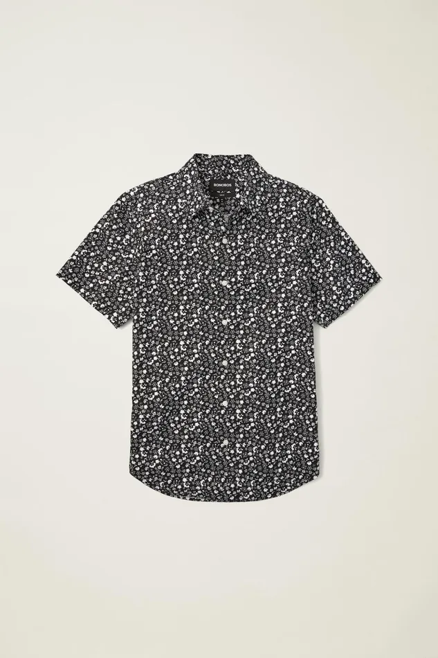Men Casual Shirts Bonobos Riviera Short Sleeve Shirt Black Weekend Floral