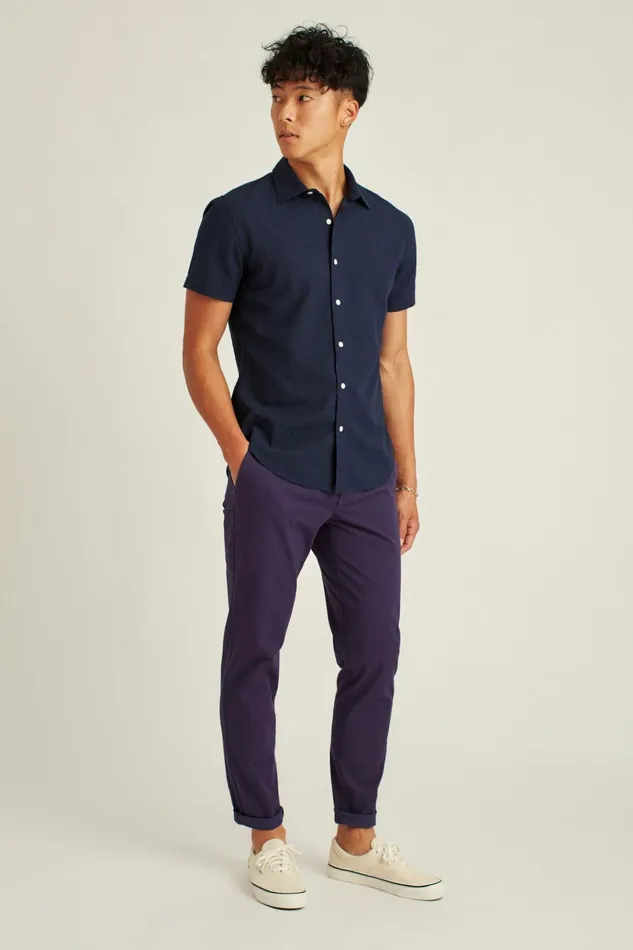 Men Casual Shirts Bonobos Riviera Short Sleeve Shirt Blue Black Seersucker Check Men Casual Shirts Bonobos Riviera Short Sleeve Shirt Blue Black Seersucker Check