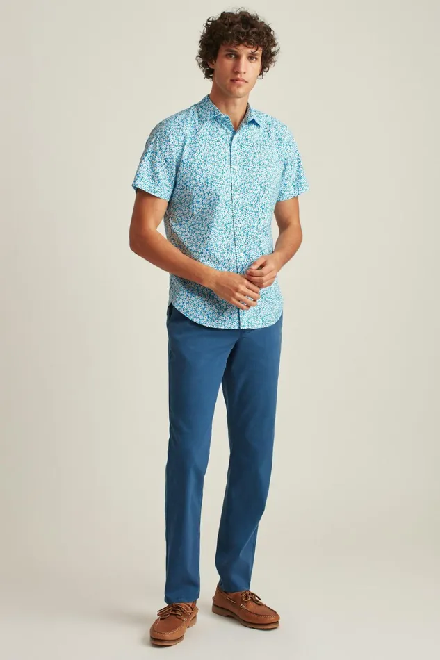 Men Casual Shirts Bonobos Riviera Short Sleeve Shirt Blue Oasis Floral