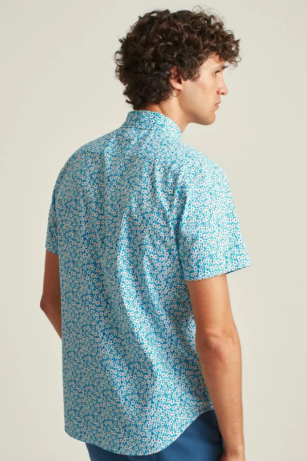 Men Casual Shirts Bonobos Riviera Short Sleeve Shirt Blue Oasis Floral
