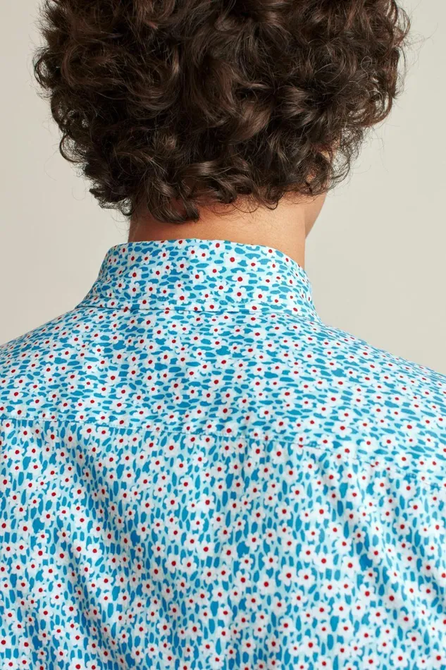 Men Casual Shirts Bonobos Riviera Short Sleeve Shirt Blue Oasis Floral