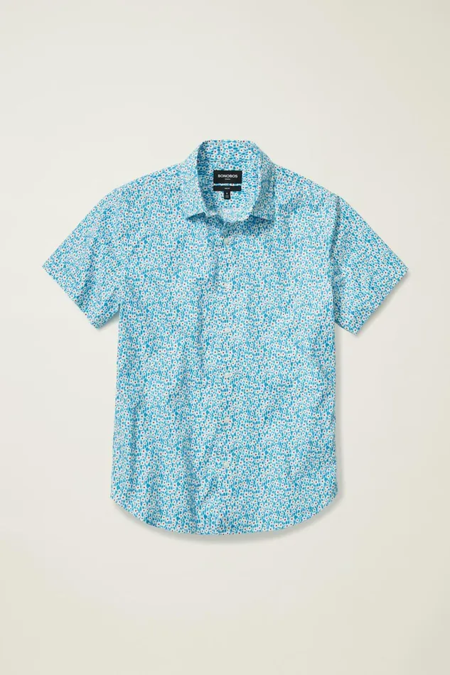 Men Casual Shirts Bonobos Riviera Short Sleeve Shirt Blue Oasis Floral