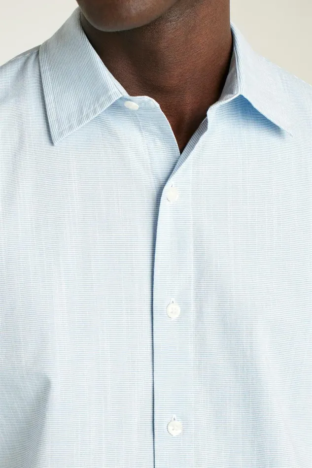 Men Casual Shirts Bonobos Riviera Short Sleeve Shirt Blue Oxnard Stripe