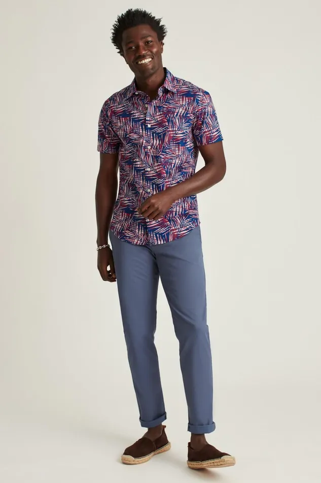 Men Casual Shirts Bonobos Riviera Short Sleeve Shirt Blue Palm Cove