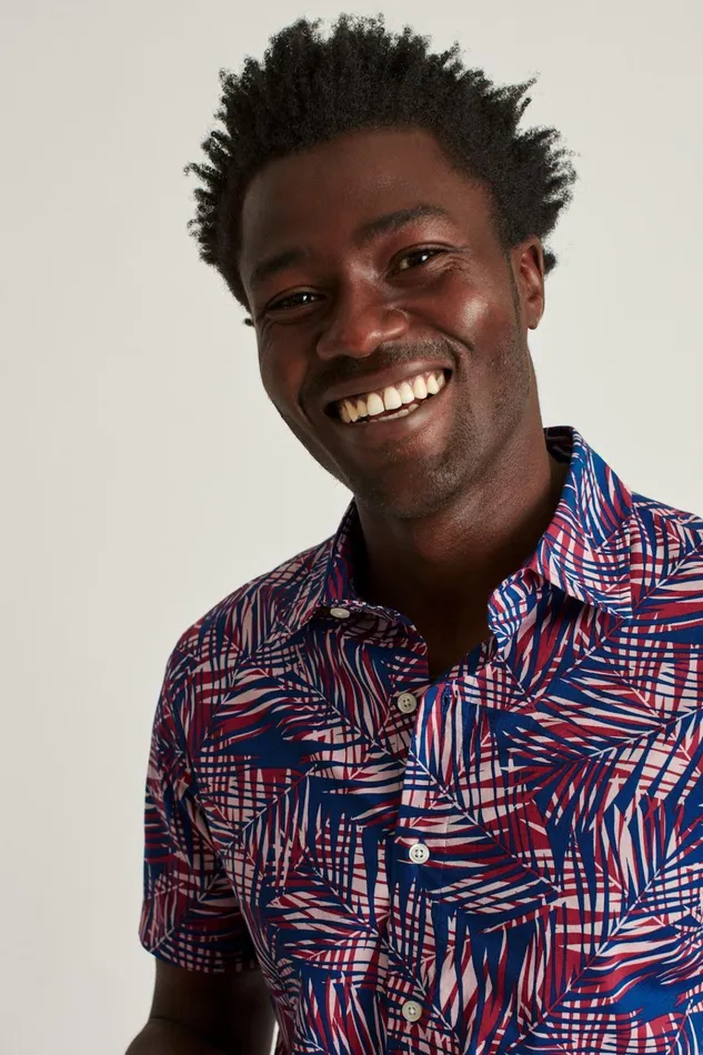 Men Casual Shirts Bonobos Riviera Short Sleeve Shirt Blue Palm Cove