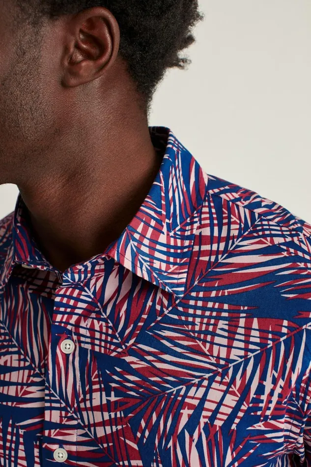 Men Casual Shirts Bonobos Riviera Short Sleeve Shirt Blue Palm Cove