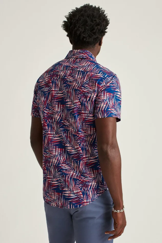 Men Casual Shirts Bonobos Riviera Short Sleeve Shirt Blue Palm Cove