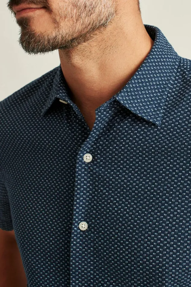 Men Casual Shirts Bonobos Riviera Short Sleeve Shirt Blue Seersucker Duane Flower