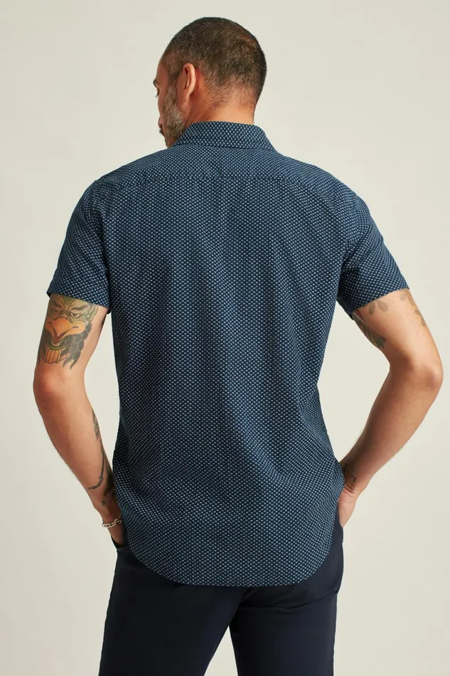 Men Casual Shirts Bonobos Riviera Short Sleeve Shirt Blue Seersucker Duane Flower