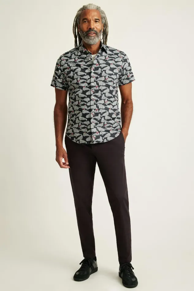Men Casual Shirts Bonobos Riviera Short Sleeve Shirt Blue Winter Walrus