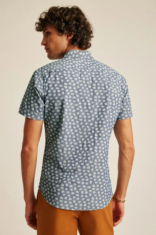 Men Casual Shirts Bonobos Riviera Short Sleeve Shirt Chambray Daisy Scatter