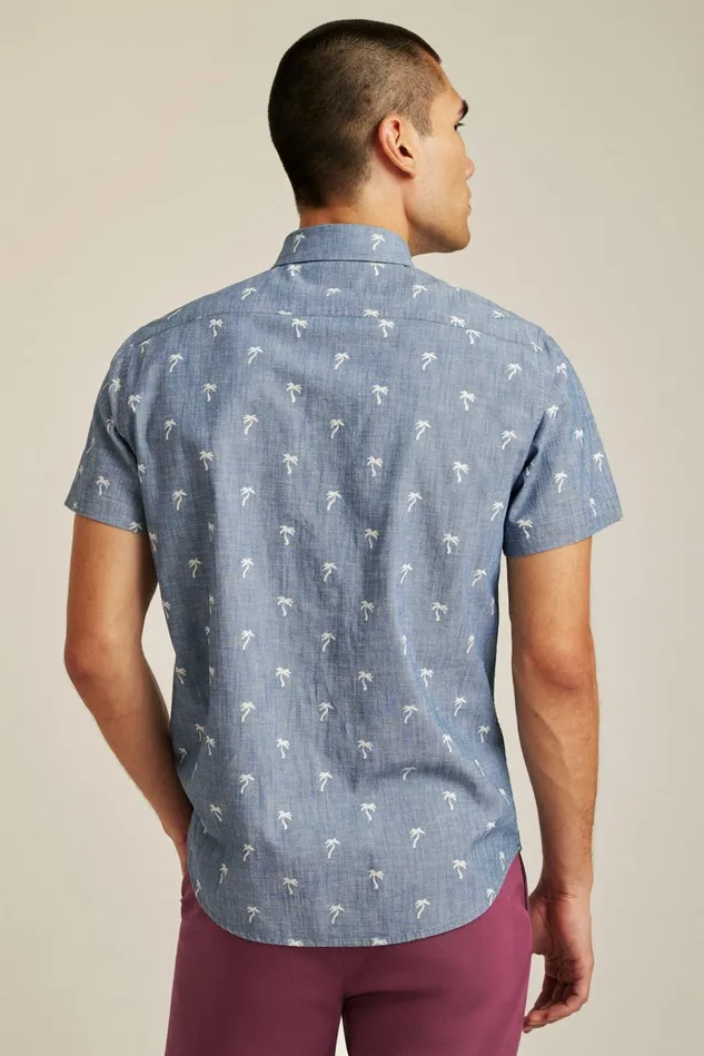 Men Casual Shirts Bonobos Riviera Short Sleeve Shirt Chambray Palms