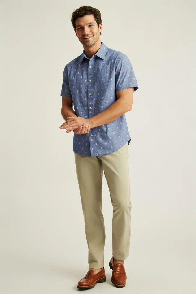 Men Casual Shirts Bonobos Riviera Short Sleeve Shirt Chambray Pineapple Party Men Casual Shirts Bonobos Riviera Short Sleeve Shirt Chambray Pineapple Party