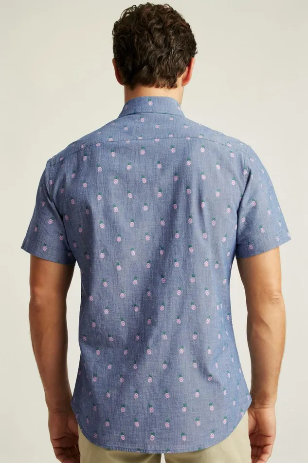 Men Casual Shirts Bonobos Riviera Short Sleeve Shirt Chambray Pineapple Party