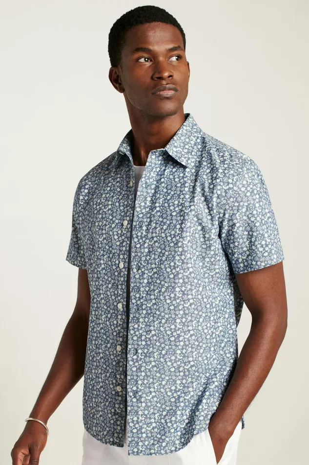 Men Casual Shirts Bonobos Riviera Short Sleeve Shirt Chambray Weekend Floral