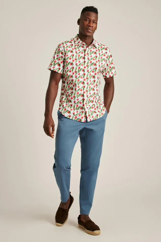 Men Casual Shirts Bonobos Riviera Short Sleeve Shirt Cherry Grove