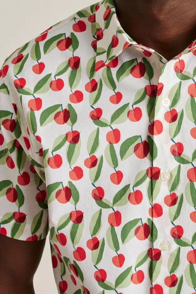 Men Casual Shirts Bonobos Riviera Short Sleeve Shirt Cherry Grove