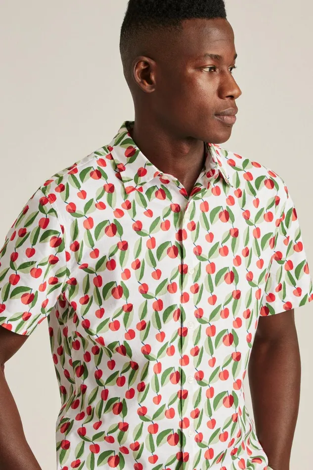 Men Casual Shirts Bonobos Riviera Short Sleeve Shirt Cherry Grove