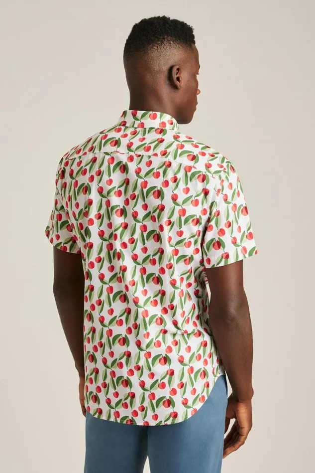Men Casual Shirts Bonobos Riviera Short Sleeve Shirt Cherry Grove