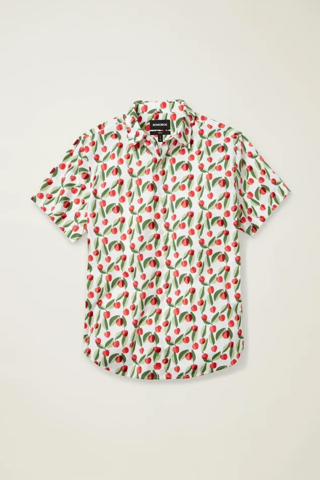 Men Casual Shirts Bonobos Riviera Short Sleeve Shirt Cherry Grove