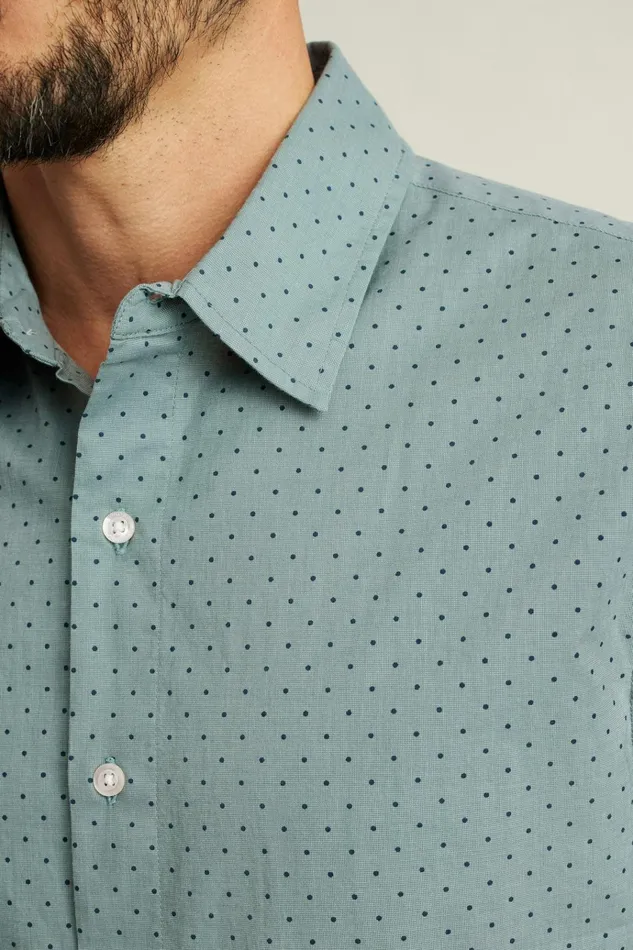 Men Casual Shirts Bonobos Riviera Short Sleeve Shirt Forest Pond Dot