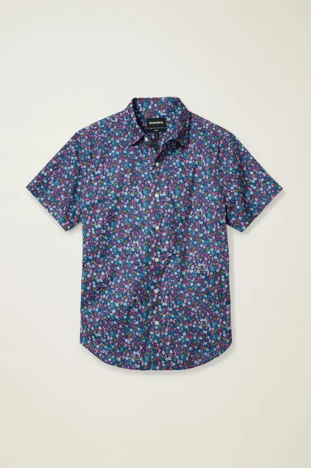 Men Casual Shirts Bonobos Riviera Short Sleeve Shirt Froggy Floral