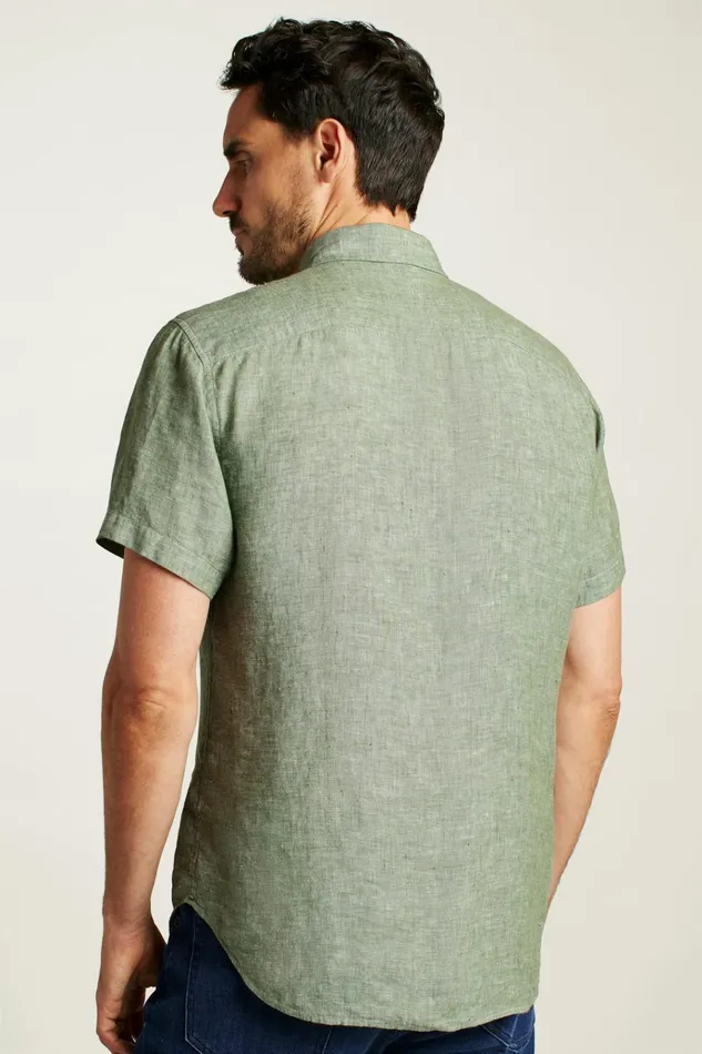 Men Casual Shirts Bonobos Riviera Short Sleeve Shirt Green Juice Linen