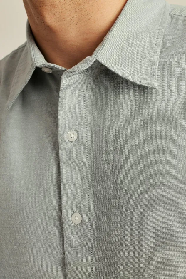 Men Casual Shirts Bonobos Riviera Short Sleeve Shirt Green Sage Oxford