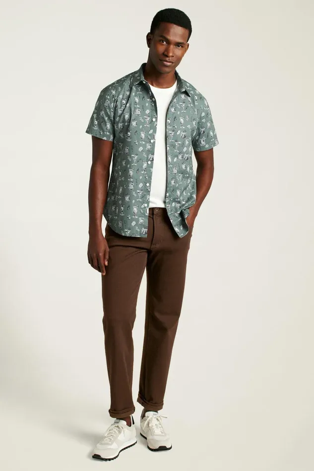 Men Casual Shirts Bonobos Riviera Short Sleeve Shirt Green Tiki Bar