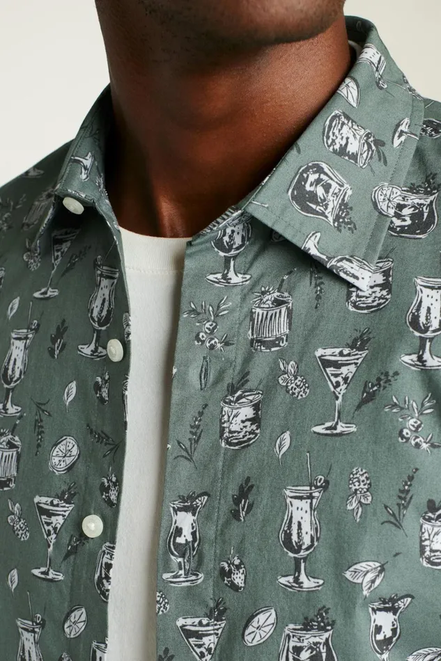 Men Casual Shirts Bonobos Riviera Short Sleeve Shirt Green Tiki Bar