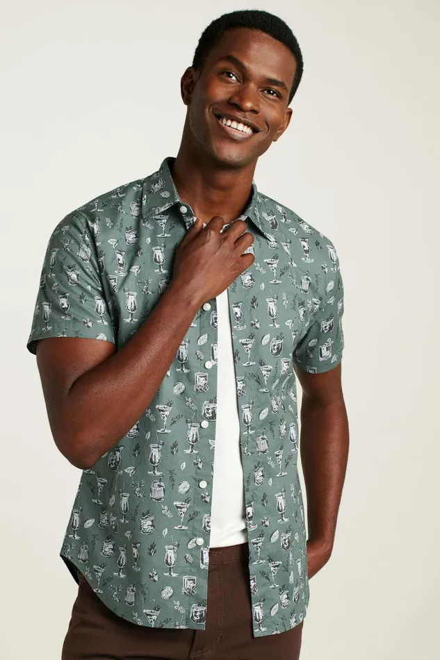 Men Casual Shirts Bonobos Riviera Short Sleeve Shirt Green Tiki Bar