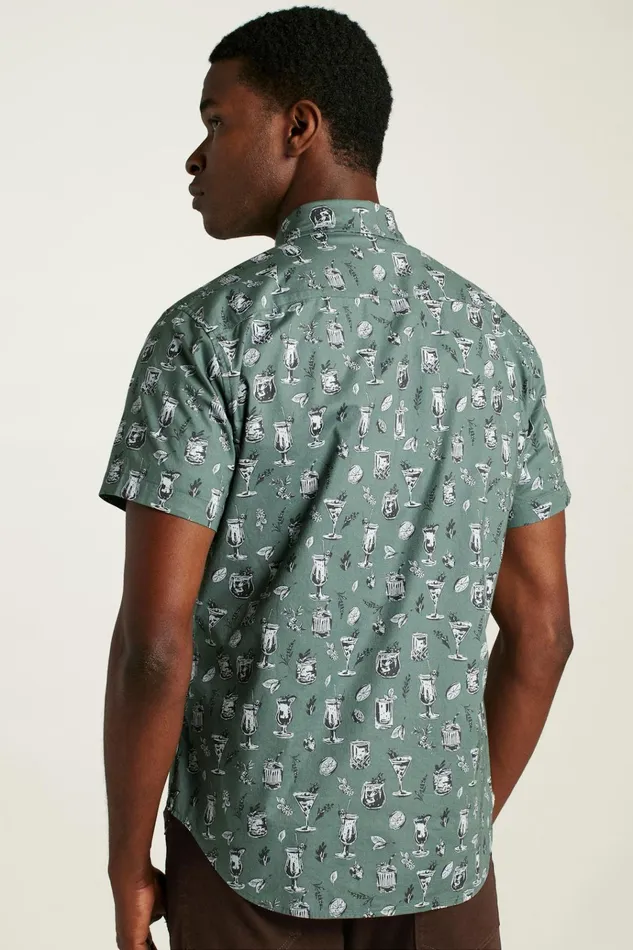 Men Casual Shirts Bonobos Riviera Short Sleeve Shirt Green Tiki Bar
